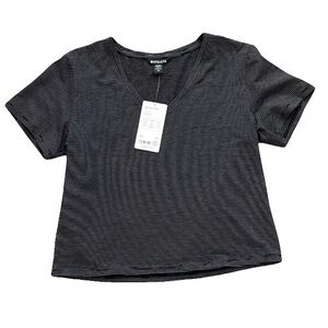 ✨ Athleta Essential V-Neck Tee – Medium New With Tags • Black & White Striped